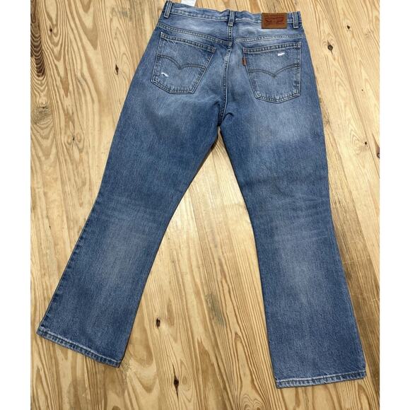 LEVI'S 517 1969 Bootcut Cropped Distressed Ripped Orange Tab Jeans Womens 29 - Picture 2 of 6